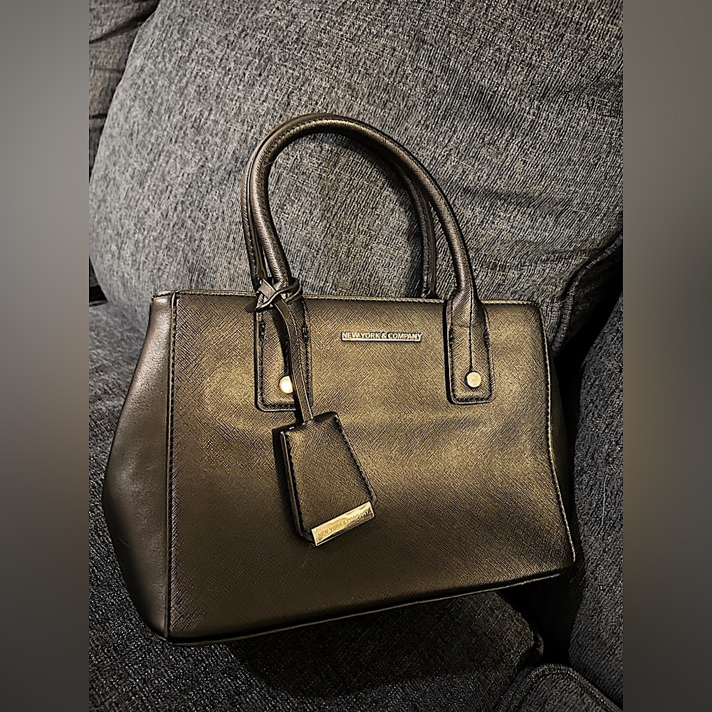 New York & Company Black Purse Top Handle With Silver Hardware